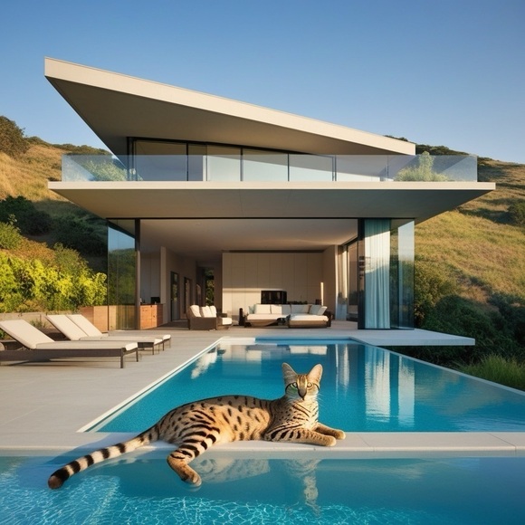 HANDCRAFTED digital art of a architectural space with a leopard in Africa NWT - Picture 1 of 8